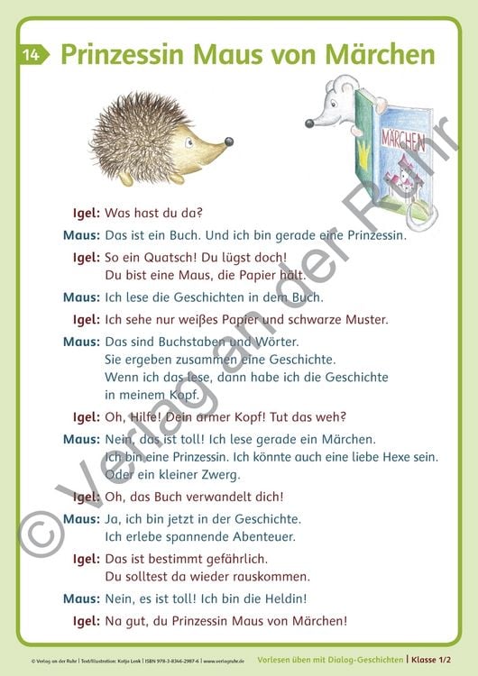 Produktbild: Vorlesen &uuml;ben mit Dialog-Geschichten &ndash; Klasse 1/2