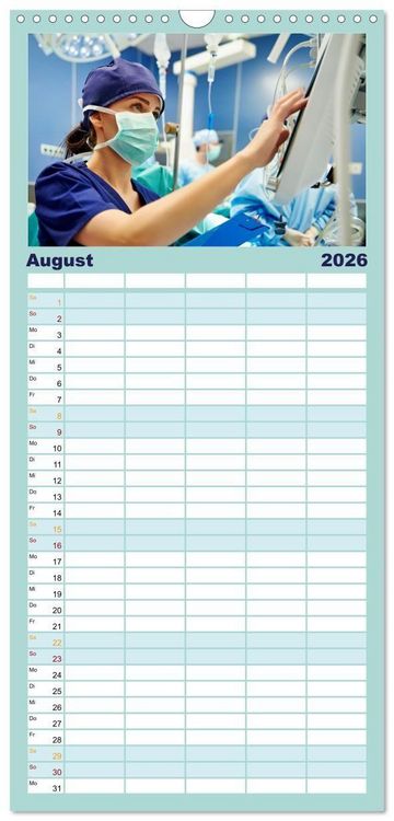Produktbild: Familienplaner 2026 - Im Dienst der Gesundheit - Krankenpflege mit 5 Spalten (Wandkalender, 21 x 45 cm) CALVENDO