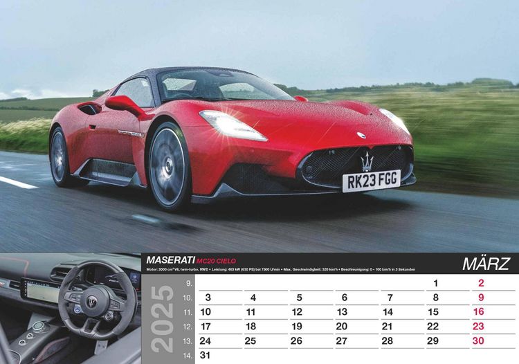 Produktbild: Alpha Edition - Fast Car 2025 Bildkalender, 48,5x34cm, Wandkalender mit hochwertigen Motiven f&uuml;r jeden Monat, mit Infos zum abgebildeten Motiv, Kalenderwochen und deutsches Kalendarium