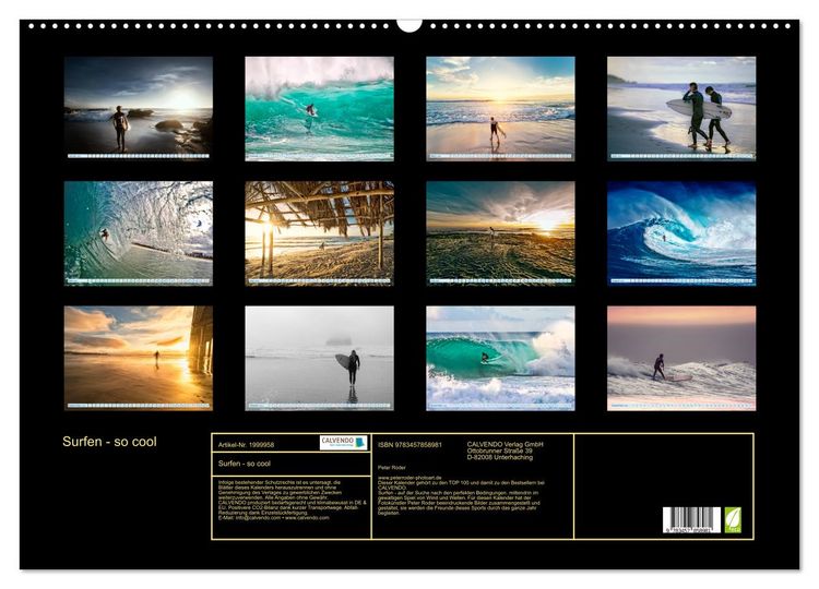Produktbild: Surfen - so cool (Wandkalender 2026 DIN A2 quer), CALVENDO Monatskalender
