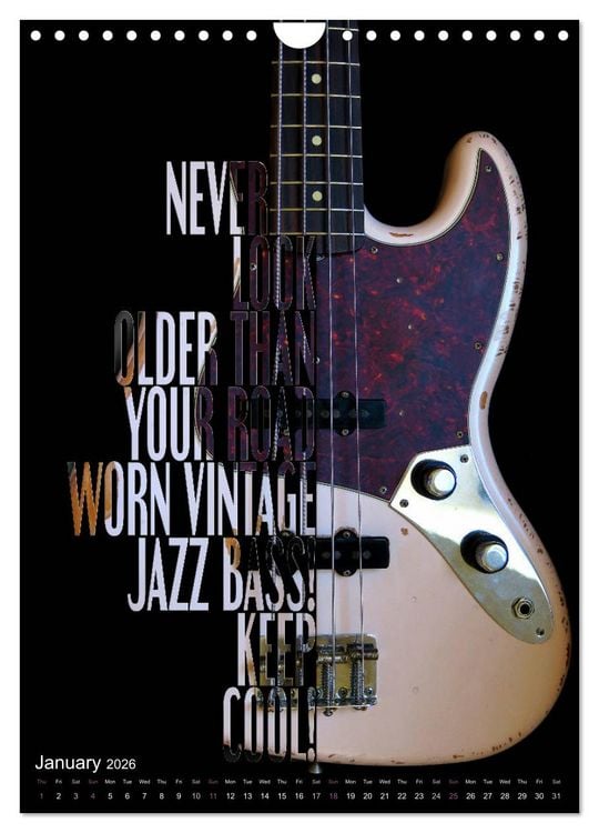 Produktbild: Rock Guitar Beauties (Wall Calendar 2026 DIN A4 portrait), CALVENDO 12 Month Wall Calendar