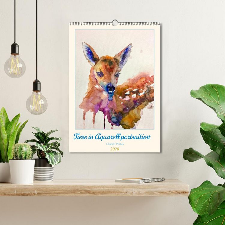 Produktbild: Tiere in Aquarell portraitiert (Wandkalender 2026 DIN A3 hoch), CALVENDO Monatskalender