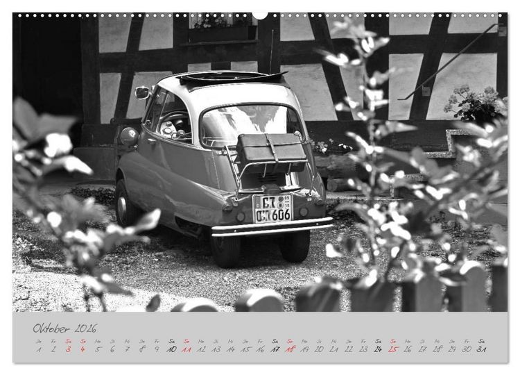 Produktbild: BMW Isetta 300 in schwarzwei&szlig; (Wandkalender 2026 DIN A2 quer), CALVENDO Monatskalender