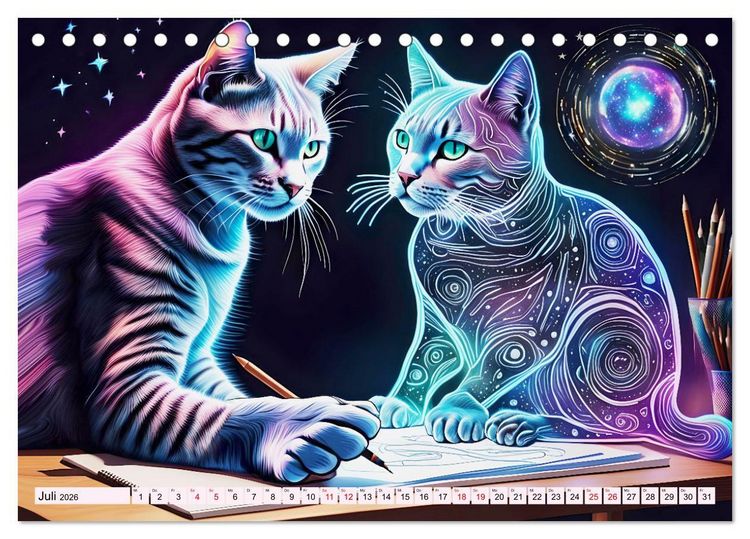 Produktbild: Katzen Schnurrige K&uuml;nstler (Tischkalender 2026 DIN A5 quer), CALVENDO Monatskalender