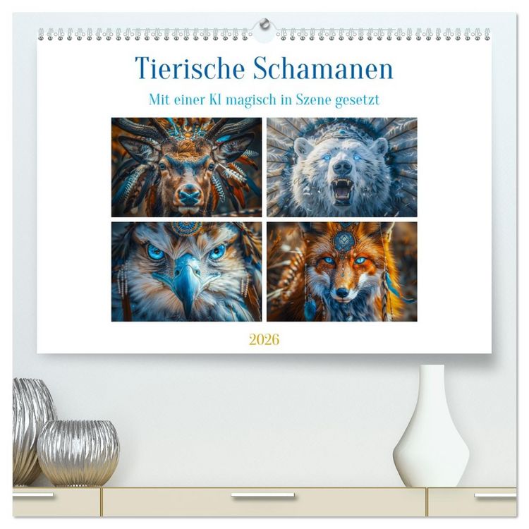Produktbild: Tierische Schamanen (hochwertiger Premium Wandkalender 2026 DIN A2 quer), Kunstdruck in Hochglanz