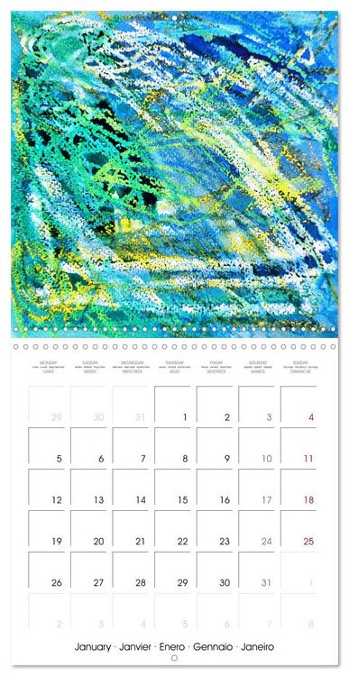 Produktbild: Emerald Waves - Watercolour experiments in green and blue (Wall Calendar 2026 12 &times; 12 Inch) CALVENDO 12 Month Wall Calendar