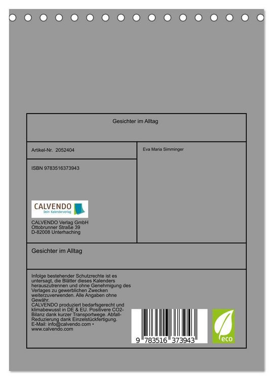 Produktbild: Gesichter im Alltag (Tischkalender 2026 DIN A5 hoch), CALVENDO Monatskalender