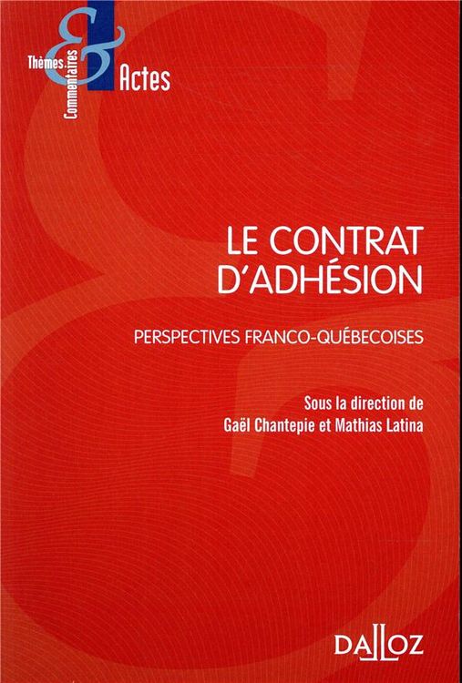 Produktbild: Le Contrat D'Adhesion : Perspective Franco-Quebecoise