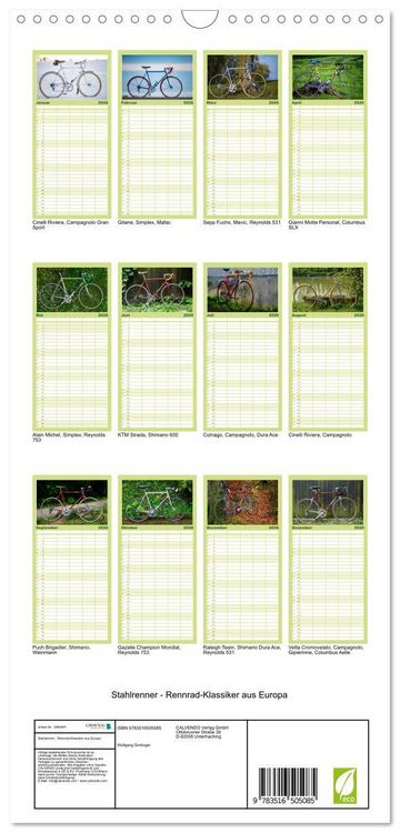 Produktbild: Familienplaner 2026 - Stahlrenner - Rennrad-Klassiker aus Europa mit 5 Spalten (Wandkalender, 21 x 45 cm) CALVENDO
