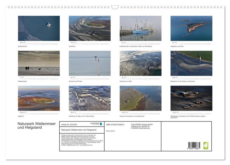 Produktbild: Naturpark Wattenmeer und Helgoland (Wandkalender 2026 DIN A2 quer), CALVENDO Monatskalender
