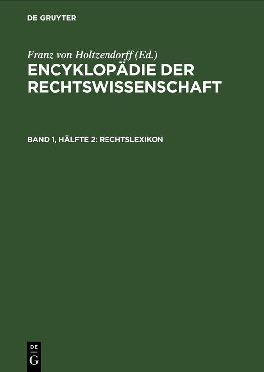 Produktbild: Encyklop&auml;die der Rechtswissenschaft / Rechtslexikon