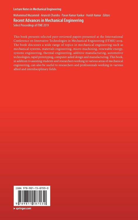 Produktbild: Recent Advances in Mechanical Engineering