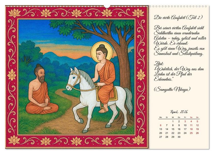 Produktbild: Siddhartas Pfad zum Buddha (Wandkalender 2026 DIN A2 quer), CALVENDO Monatskalender