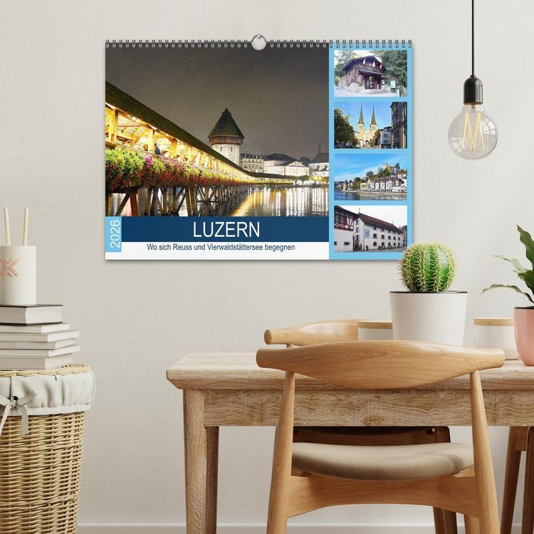 Produktbild: LUZERN Wo sich Reuss und Vierwaldst&auml;ttersee begegnen (Wandkalender 2026 DIN A3 quer), CALVENDO Monatskalender