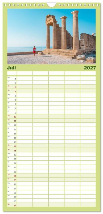 Produktbild: Familienplaner 2027 - Rhodos - Die Highlights der Insel mit 5 Spalten (Wandkalender, 21 x 45 cm) CALVENDO