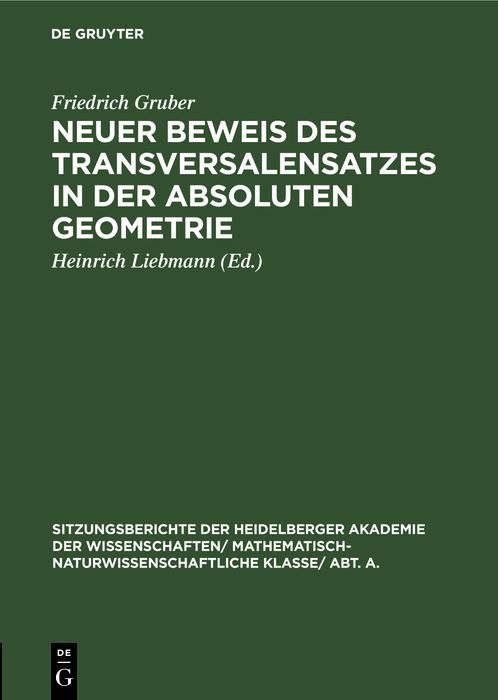 Produktbild: Neuer Beweis des Transversalensatzes in der absoluten Geometrie