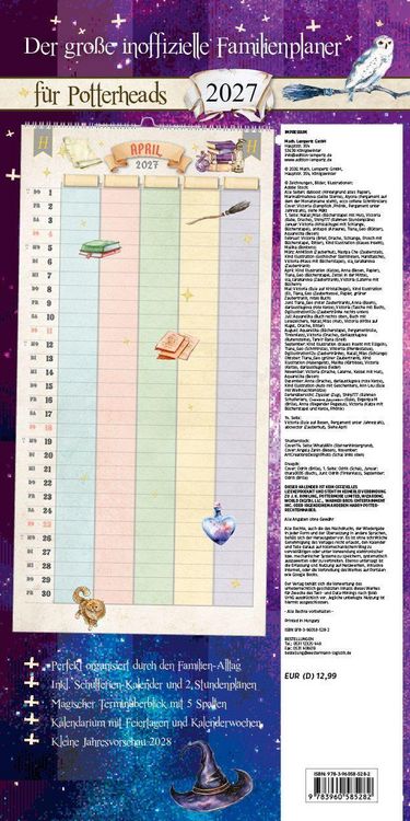 Produktbild: Der gro&szlig;e inoffizielle Familienplaner f&uuml;r Potterheads Kalender 2027