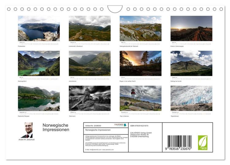 Produktbild: Norwegische Impressionen (Wandkalender 2026 DIN A4 quer), CALVENDO Monatskalender