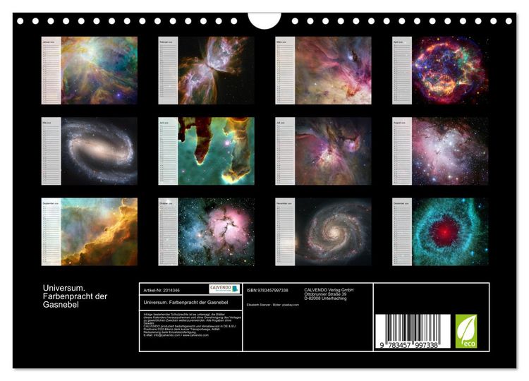 Produktbild: Universum. Farbenpracht der Gasnebel (Wandkalender 2026 DIN A4 quer), CALVENDO Monatskalender