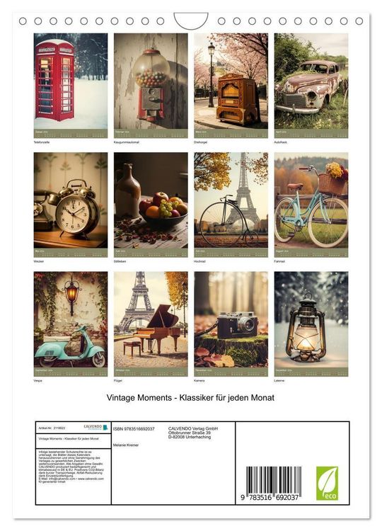 Produktbild: Vintage Moments - Klassiker f&uuml;r jeden Monat (Wandkalender 2026 DIN A4 hoch), CALVENDO Monatskalender
