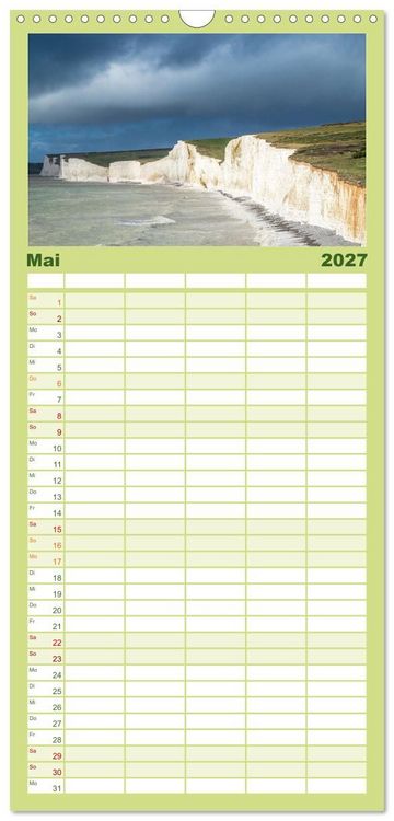 Produktbild: Familienplaner 2027 - Seven Sisters - Gro&szlig;britanniens h&ouml;chste Kreidefelsen mit 5 Spalten (Wandkalender, 21 x 45 cm) CALVENDO