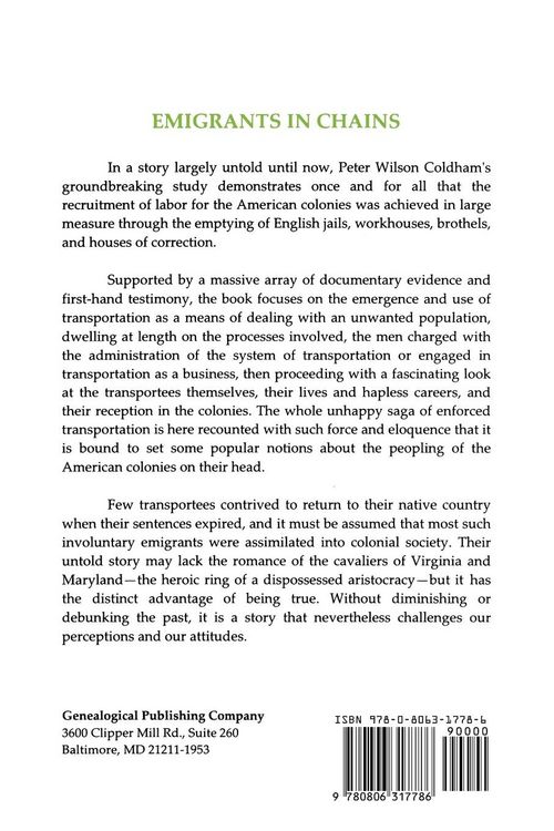 Produktbild: Emigrants in Chains. a Social History of the Forced Emigration to the Americas of Felons, Destitute Children, Political and Religious Non-Conformists,