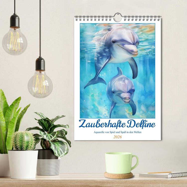 Produktbild: Zauberhafte Delfine. Aquarelle von Spiel und Spa&szlig; in den Wellen (Wandkalender 2026 DIN A4 hoch), CALVENDO Monatskalender