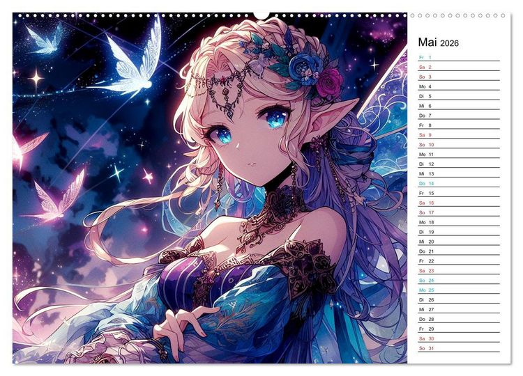 Produktbild: Bezaubernde Manga Elfen (hochwertiger Premium Wandkalender 2026 DIN A2 quer), Kunstdruck in Hochglanz