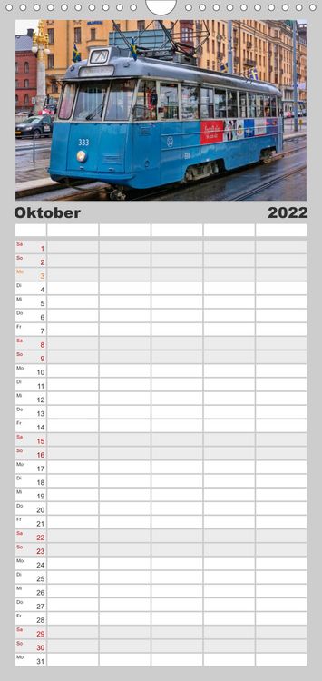 Produktbild: Durch die Welt mit der Stra&szlig;enbahn - Familienplaner hoch (Wandkalender 2022 , 21 cm x 45 cm, hoch)