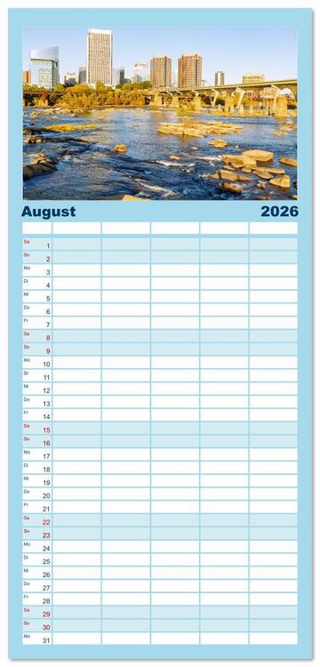 Produktbild: Familienplaner 2026 - Virginia. Amerikanische Sch&ouml;nheit zwischen K&uuml;ste und Bergen mit 5 Spalten (Wandkalender, 21 x 45 cm) CALVENDO