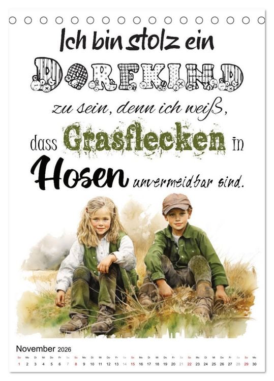 Produktbild: Dorfkinder und stolz darauf (Tischkalender 2026 DIN A5 hoch), CALVENDO Monatskalender
