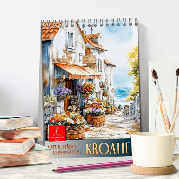 Produktbild: Kroatien - Natur, St&auml;dte, Lebensgef&uuml;hl (Tischkalender 2026 DIN A5 hoch), CALVENDO Monatskalender
