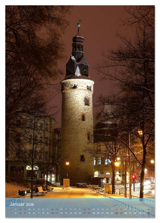 Produktbild: NACHT IN HALLE SAALE (Wandkalender 2026 DIN A2 hoch), CALVENDO Monatskalender