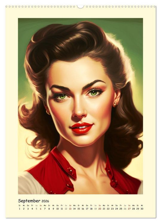 Produktbild: Vintage Girls. Die sch&ouml;nsten Pin-up Gesichter (Wandkalender 2026 DIN A2 hoch), CALVENDO Monatskalender