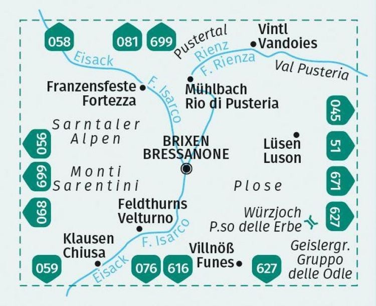 Produktbild: KOMPASS Wanderkarte 050 Brixen und Umgebung / Bressanone e dintorni 1:25.000