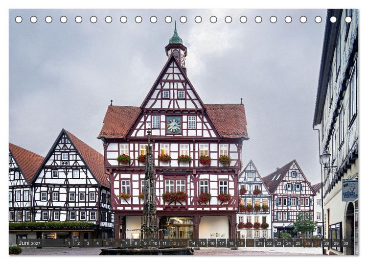 Produktbild: Idyllisches Fachwerk rund um Stuttgart (Tischkalender 2027 DIN A5 quer), CALVENDO Monatskalender