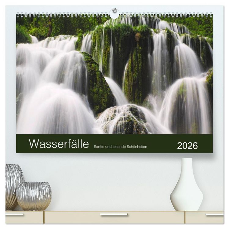 Produktbild: WASSERF&Auml;LLE - Sanfte und tosende Sch&ouml;nheiten (hochwertiger Premium Wandkalender 2026 DIN A2 quer), Kunstdruck in Hochglanz