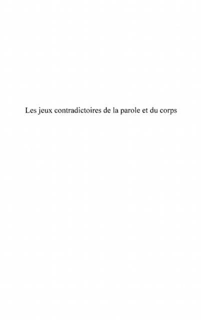 Produktbild: Les jeux contradictoires de laparole et