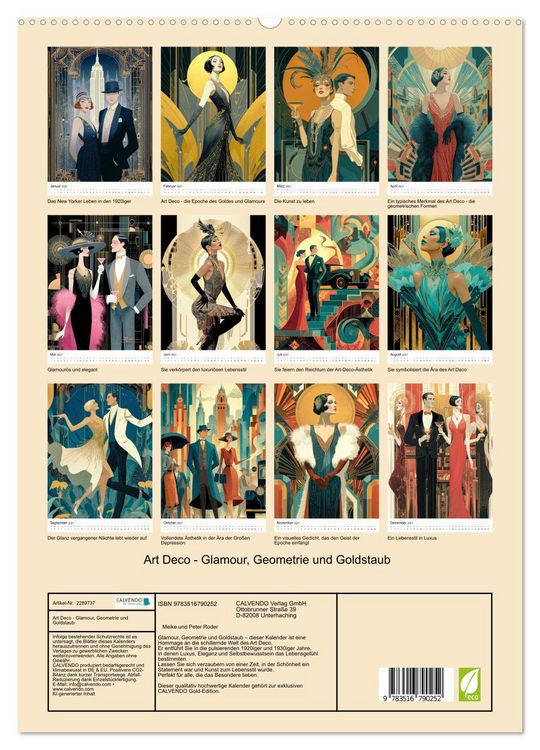 Produktbild: Art Deco - Glamour, Geometrie und Goldstaub (hochwertiger Premium Wandkalender 2027 DIN A2 hoch), Kunstdruck in Hochglanz