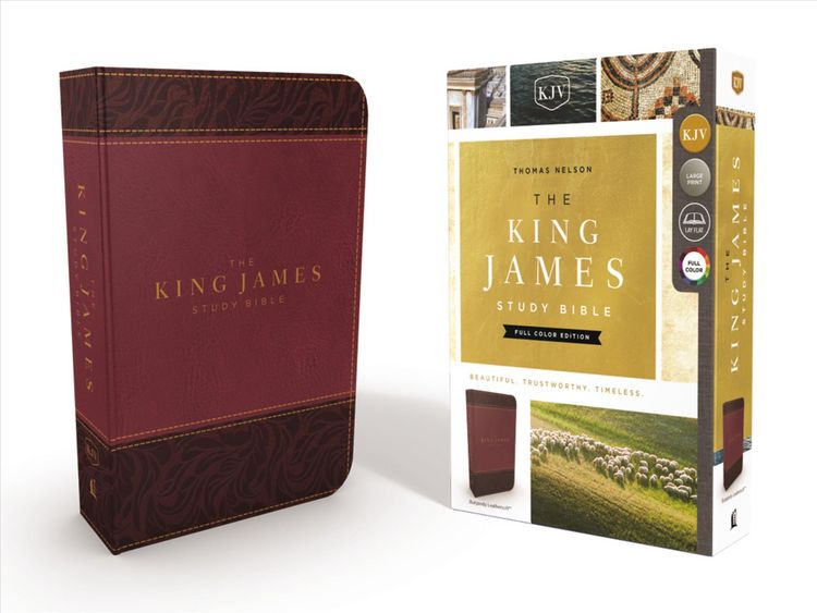 Produktbild: KJV, The King James Study Bible, Leathersoft, Burgundy, Red Letter, Full-Color Edition