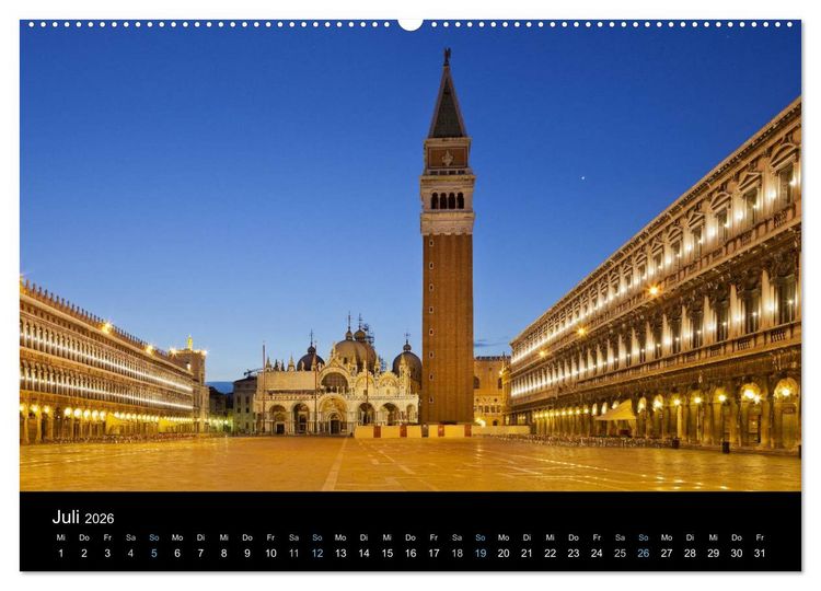 Produktbild: Venedig bei Nacht 2026 (hochwertiger Premium Wandkalender 2026 DIN A2 quer), Kunstdruck in Hochglanz
