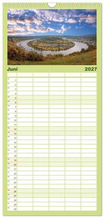 Produktbild: Familienplaner 2027 - Unterwegs - Rhein-Burgen-Weg mit 5 Spalten (Wandkalender, 21 x 45 cm) CALVENDO
