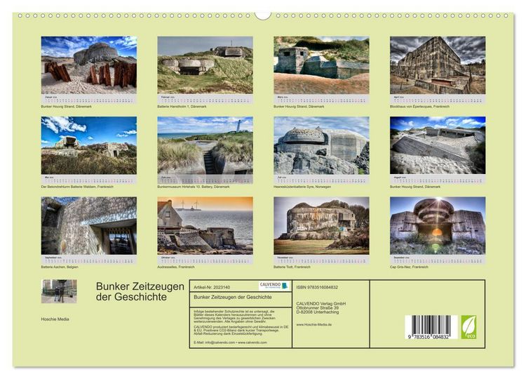 Produktbild: Bunker Zeitzeugen der Geschichte (hochwertiger Premium Wandkalender 2026 DIN A2 quer), Kunstdruck in Hochglanz