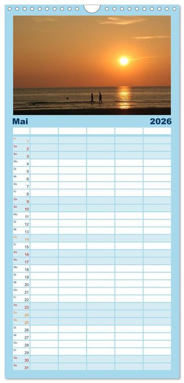 Produktbild: Familienplaner 2026 - Nordsee - Lichtstimmungen an der K&uuml;ste mit 5 Spalten (Wandkalender, 21 x 45 cm) CALVENDO