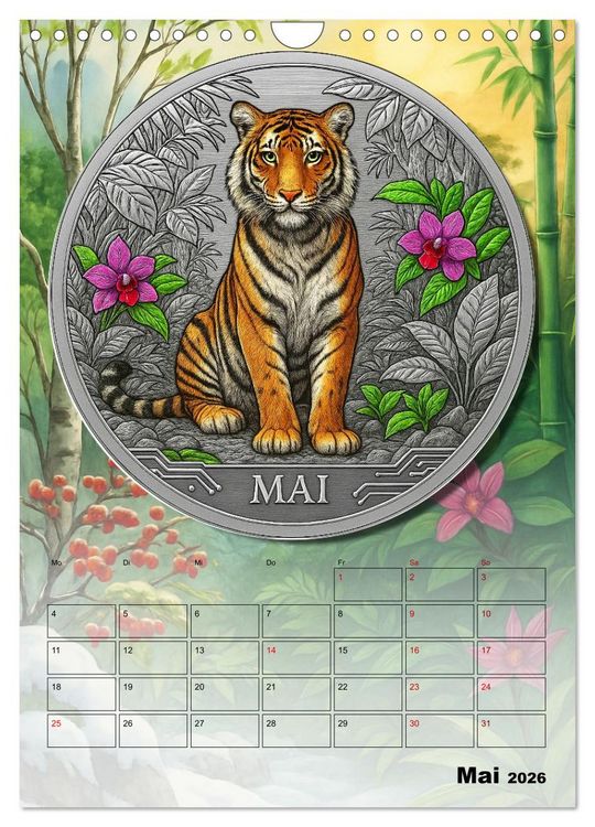 Produktbild: Katzenadel in Silber (Wandkalender 2026 DIN A4 hoch), CALVENDO Monatskalender