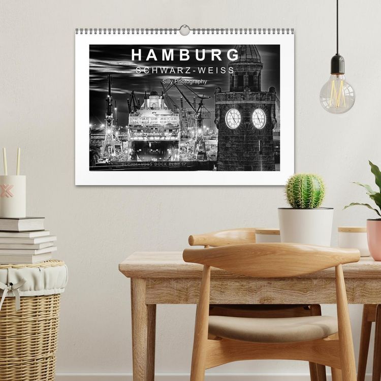 Produktbild: Hamburg in schwarz-weiss (Wandkalender 2026 DIN A3 quer), CALVENDO Monatskalender