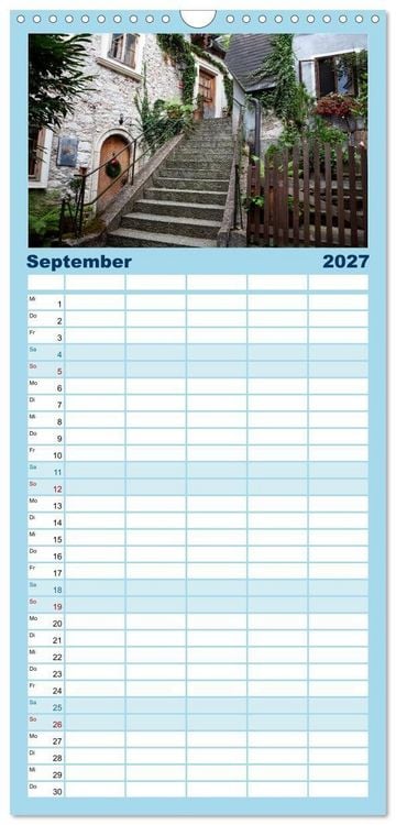Produktbild: Familienplaner 2027 - Hallstatt und der Hallst&auml;tter See mit 5 Spalten (Wandkalender, 21 x 45 cm) CALVENDO