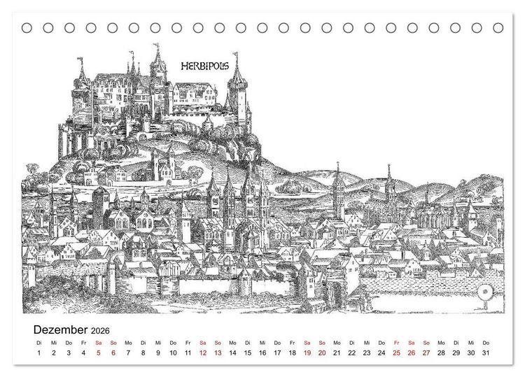 Produktbild: Schedelsche Weltchronik Deutsche St&auml;dte 1493 (Tischkalender 2026 DIN A5 quer), CALVENDO Monatskalender