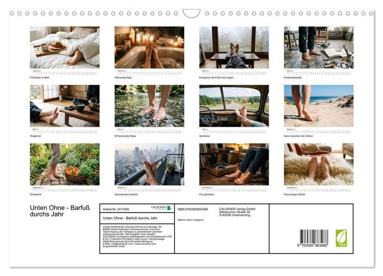 Produktbild: Unten Ohne - Barfu&szlig; durchs Jahr (Wandkalender 2027 DIN A3 quer), CALVENDO Monatskalender