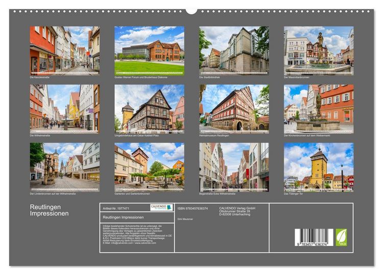 Produktbild: Reutlingen Impressionen (Wandkalender 2026 DIN A2 quer), CALVENDO Monatskalender